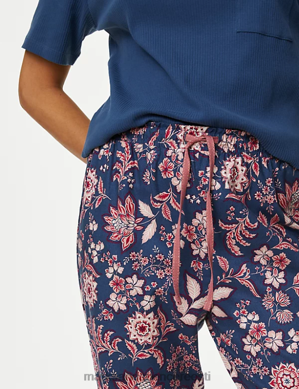 pesu ee Marks & Spencer unisex puuvillane lilleline pidžaamakomplekt tumesinine NZTRN3330