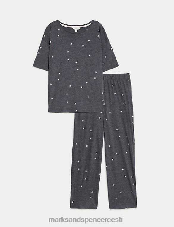 pesu ee Marks & Spencer unisex puuvillane modaal-tähtprinteriga pidžaamakomplekt süsi NZTRN3338