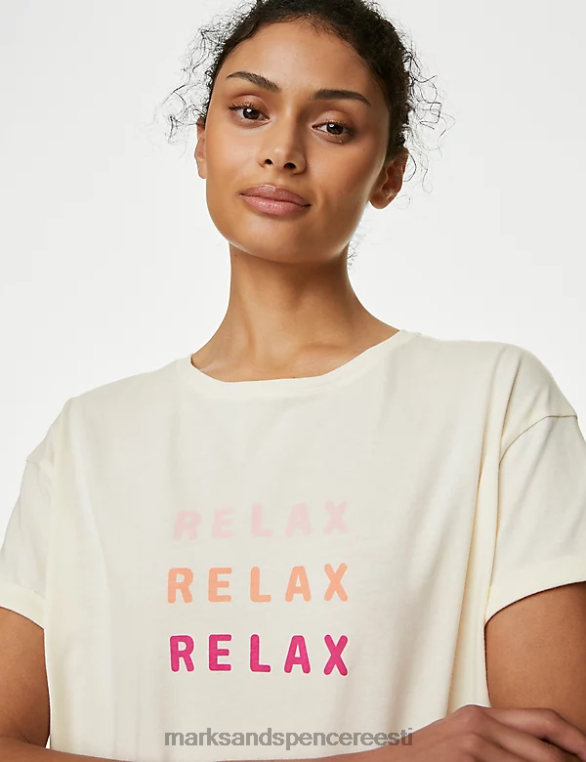 pesu ee Marks & Spencer unisex puuvillane rich relax slogan pidžaamakomplekt elevandiluu segu NZTRN3334