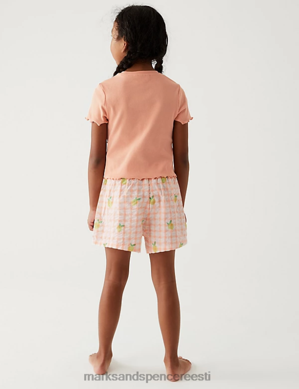 pesu ee Marks & Spencer unisex puuvillane sidruniruuduline lühike pidžaamakomplekt apelsini segu NZTRN9444