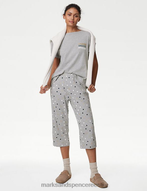 pesu ee Marks & Spencer unisex puuvillane täpiline kärbitud pidžaamakomplekt hall segu NZTRN3502