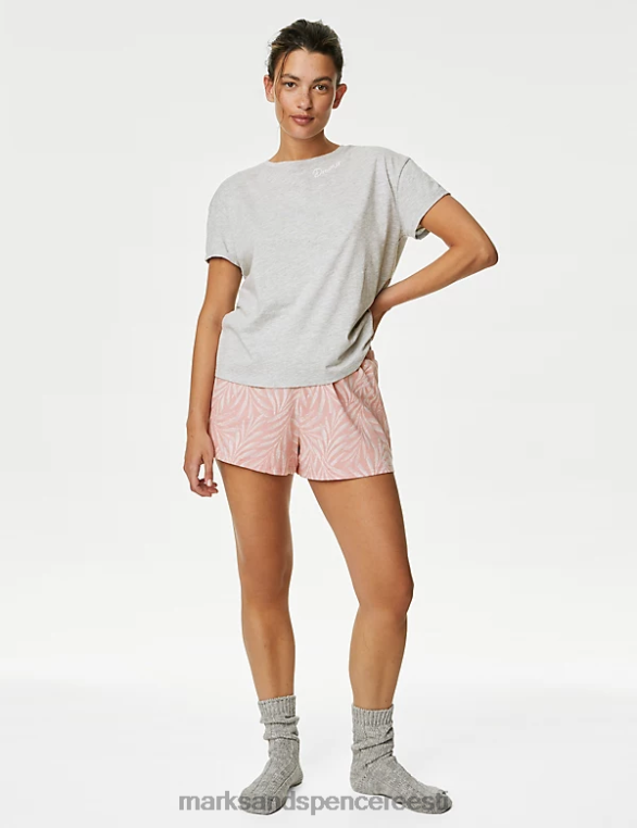 pesu ee Marks & Spencer unisex puuvillarikaste lehtedega shortside komplekt roosa segu NZTRN3574