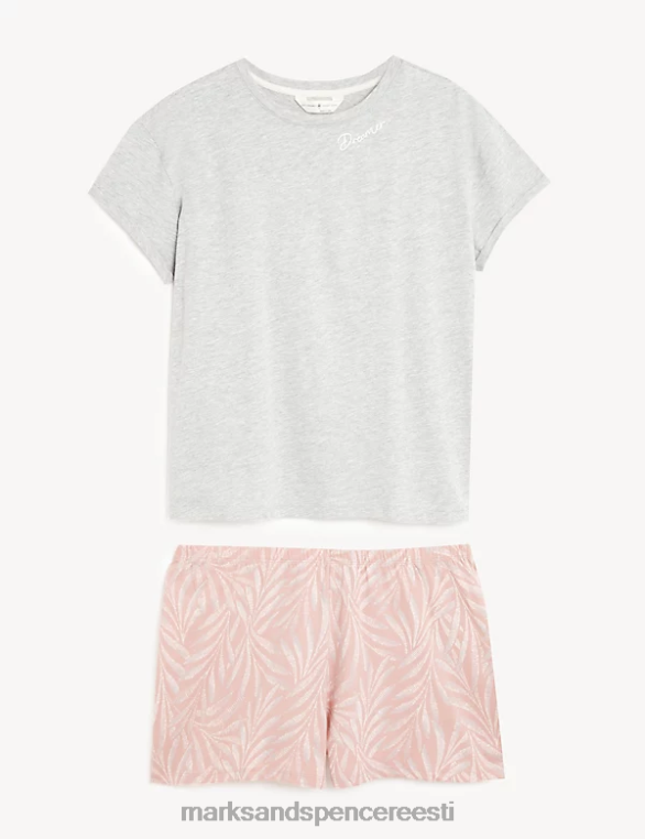 pesu ee Marks & Spencer unisex puuvillarikaste lehtedega shortside komplekt roosa segu NZTRN3574