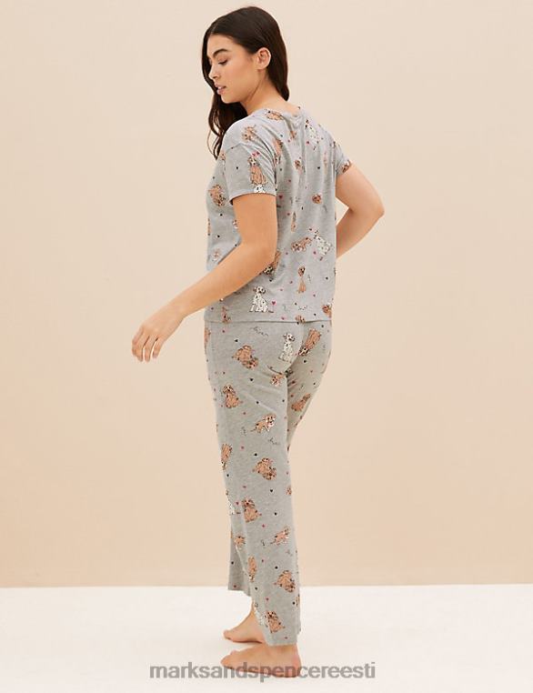 pesu ee Marks & Spencer unisex puuvillase koerte mustriga pidžaamakomplekt hall segu NZTRN3547