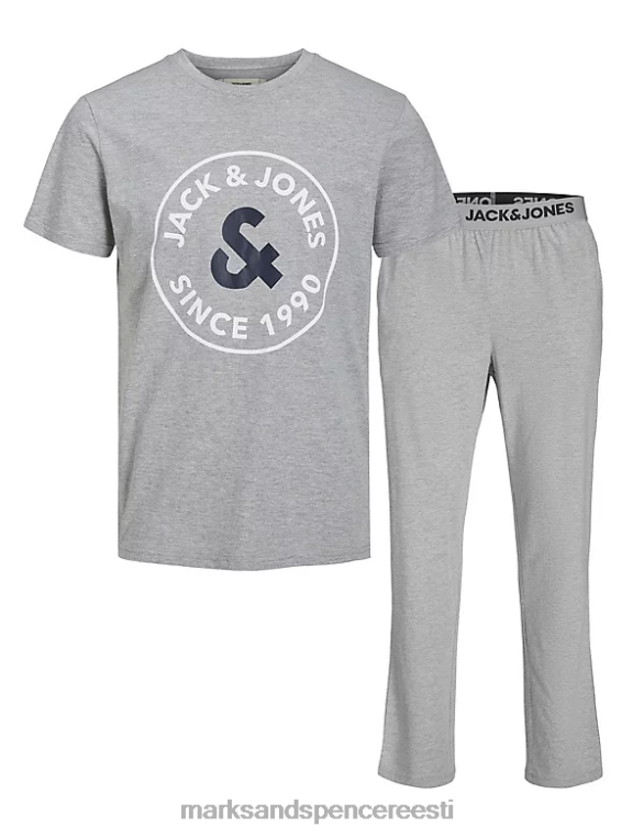 pesu ee Marks & Spencer unisex puuvillase logotrükiga pidžaamakomplekt hall NZTRN7212