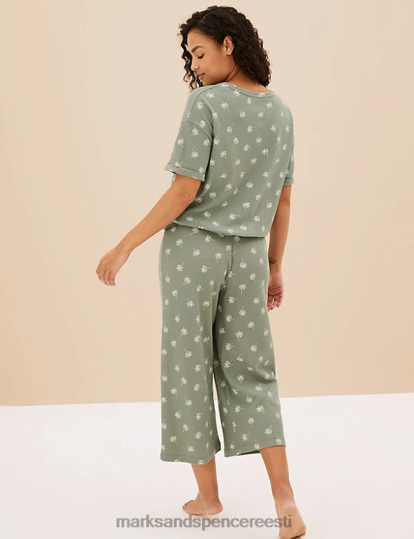 pesu ee Marks & Spencer unisex puuvillasegust vahvliga pidžaamapüksid tolmune roheline NZTRN3580