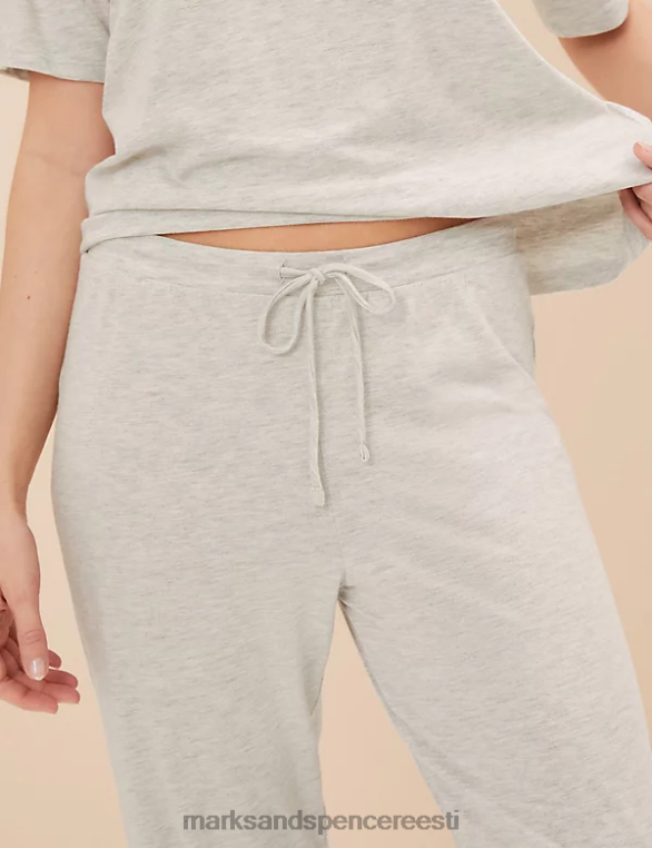 pesu ee Marks & Spencer unisex puuvillasest modaalpitsist pidžaamakomplekt helehall NZTRN3378