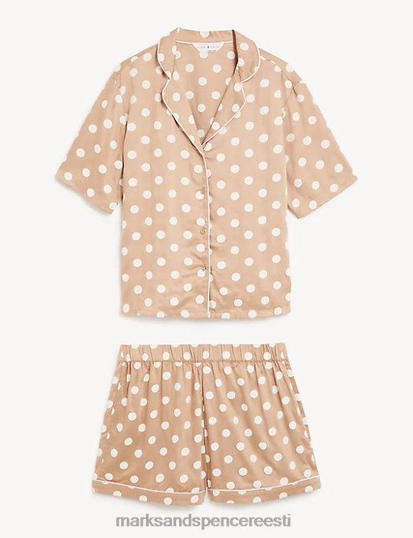 pesu ee Marks & Spencer unisex spot print revere krae shortie komplekt kaamel NZTRN3511