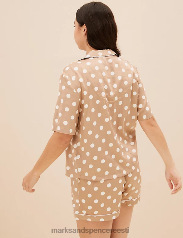 pesu ee Marks & Spencer unisex spot print revere krae shortie komplekt kaamel NZTRN3511