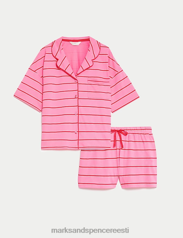 pesu ee Marks & Spencer unisex triibuline lühikeste pükste komplekt roosa segu NZTRN3332
