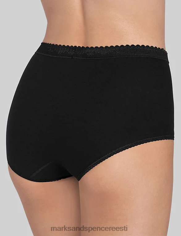 pesu ee Marks & Spencer unisex 2pk kõrge vöökohaga kontrollitavad maxi täispüksid must NZTRN3860