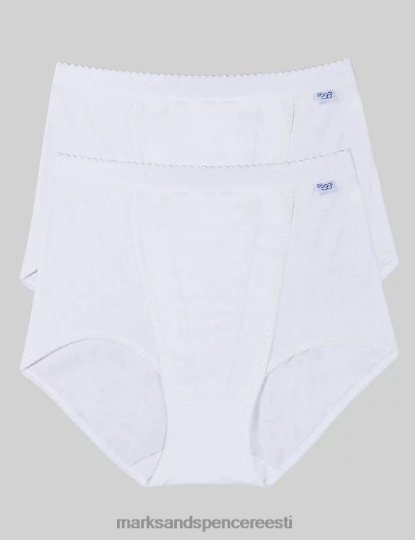 pesu ee Marks & Spencer unisex 2pk kõrge vöökohaga kontrollitavad maxi täispüksid valge NZTRN4264