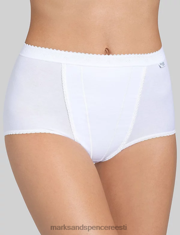 pesu ee Marks & Spencer unisex 2pk kõrge vöökohaga kontrollitavad maxi täispüksid valge NZTRN4264