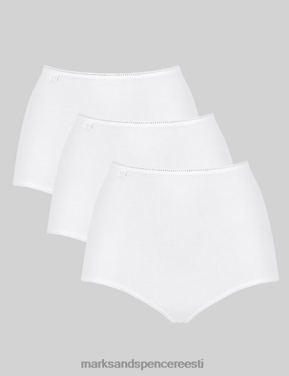 pesu ee Marks & Spencer unisex 3pk mikrokiust kõrge vöökohaga täispüksid valge NZTRN4613