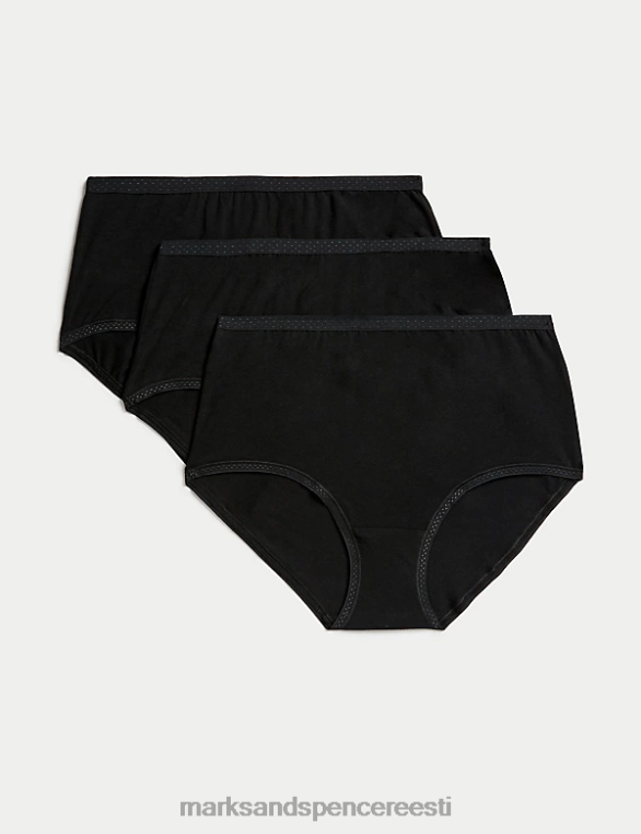 pesu ee Marks & Spencer unisex 3pk puuvillased täispüksid must NZTRN3818