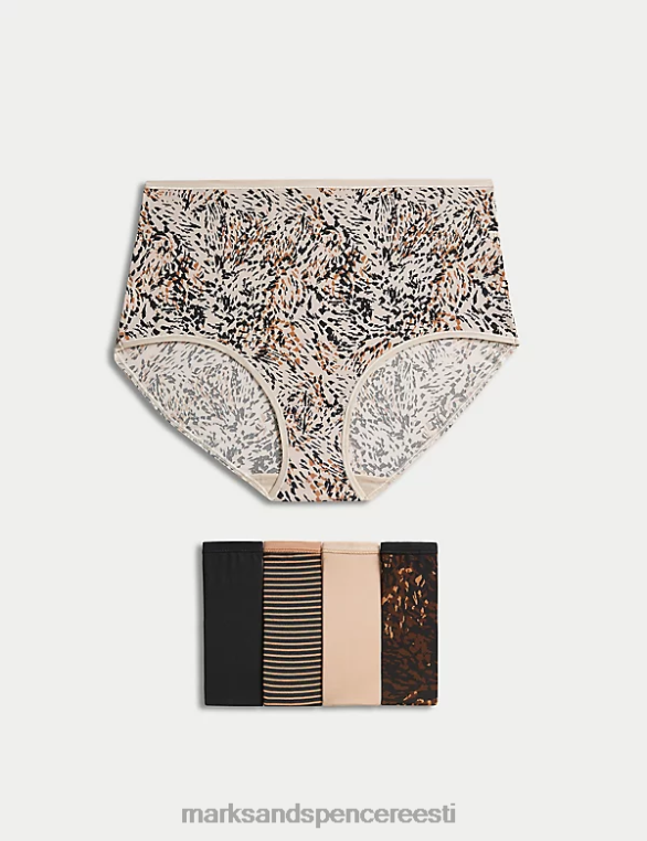 pesu ee Marks & Spencer unisex 5pk no vpl loomaprint täis püksikud pruun segu NZTRN4031