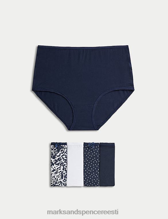 pesu ee Marks & Spencer unisex 5pk puuvillased lükratrükiga täispüksid mereväe segu NZTRN3924