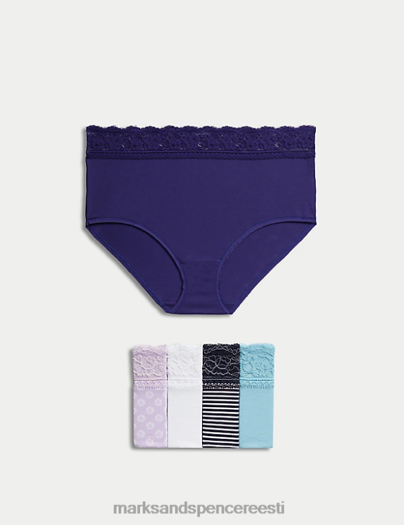 pesu ee Marks & Spencer unisex 5pk puuvillased rikkaliku trükiga täispüksid lilla segu NZTRN4040
