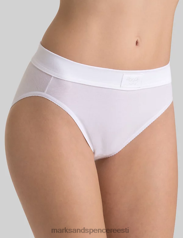 pesu ee Marks & Spencer unisex topeltmugavusega puuvillased rikkalikud tai püksid valge NZTRN3842