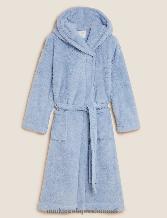 pesu ee Marks & Spencer unisex fliisist kapuutsiga pikk hommikumantel helesinine NZTRN3610