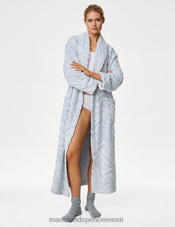 pesu ee Marks & Spencer unisex fliisist loomamustriga pikk hommikumantel sinine segu NZTRN3423
