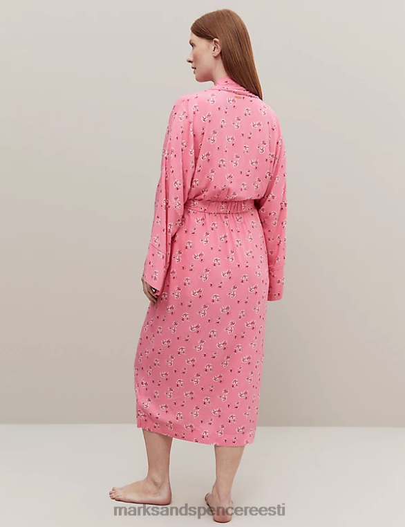 pesu ee Marks & Spencer unisex lillemustriga pikk kimono rüü roosa segu NZTRN3562