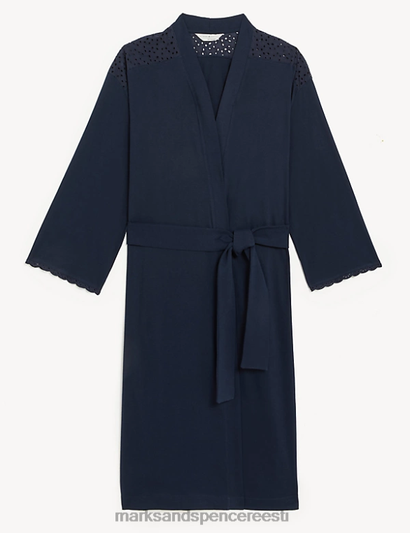 pesu ee Marks & Spencer unisex puhtast puuvillast broderie pikk hommikumantel merevägi NZTRN3482