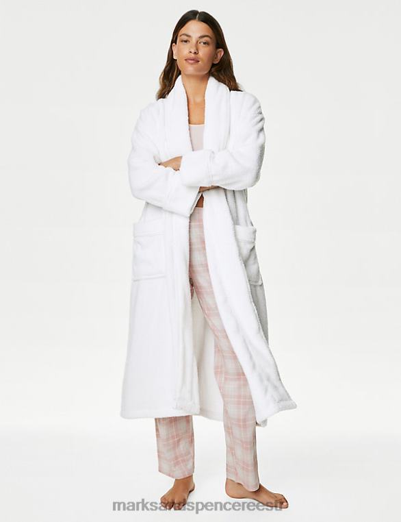pesu ee Marks & Spencer unisex puhtast puuvillast hommikumantel valge NZTRN3675