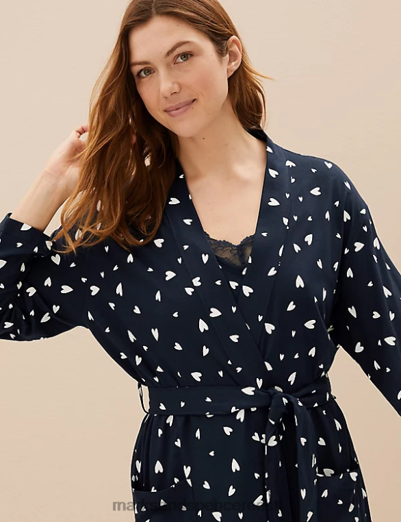 pesu ee Marks & Spencer unisex puuvillane modaalne hommikumantel mereväe segu NZTRN3592