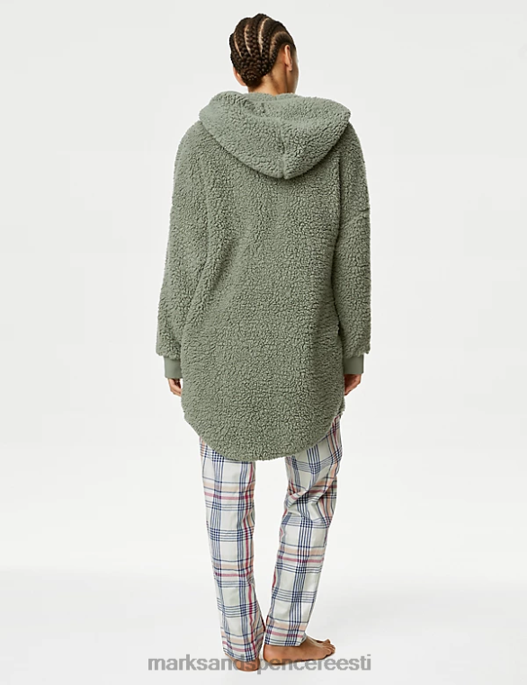 pesu ee Marks & Spencer unisex teddy borg kapuutsiga kardigan tolmune roheline NZTRN3864