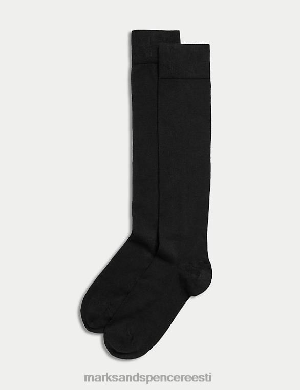 pesu ee Marks & Spencer unisex 2tk pehmed põlvekõrgused sokid must NZTRN4654