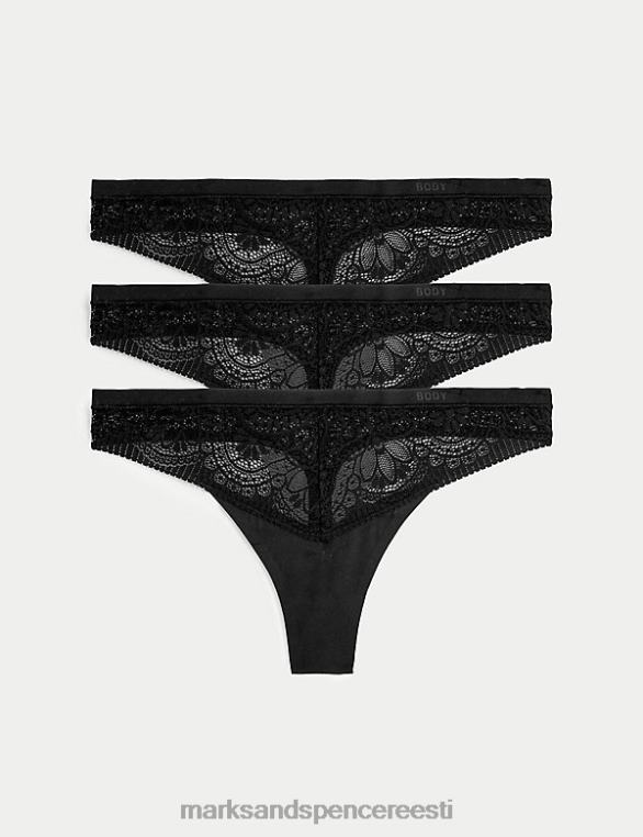 pesu ee Marks & Spencer unisex 3pk body pehmed pitsist stringid must NZTRN3856