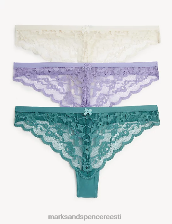pesu ee Marks & Spencer unisex 3pk üleni pitsist stringid antiikroheline NZTRN4556