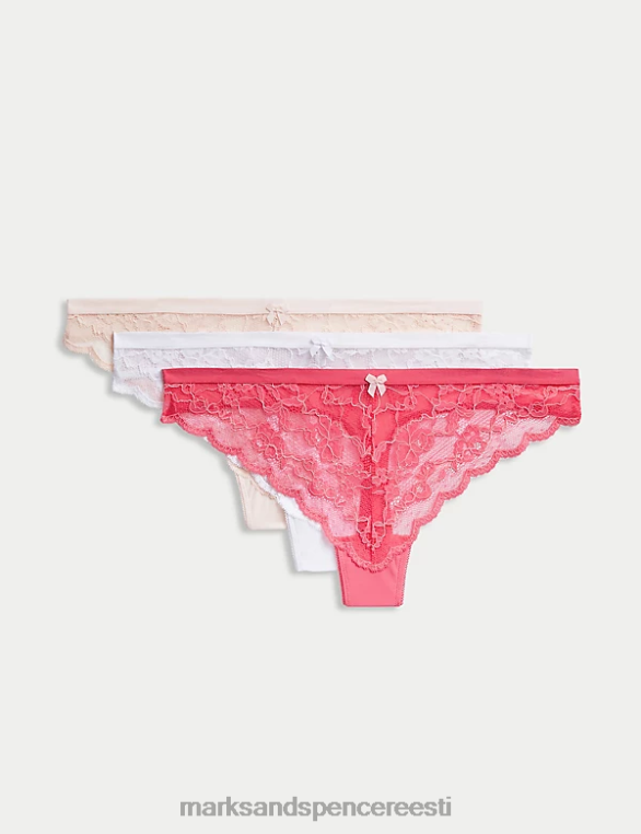 pesu ee Marks & Spencer unisex 3pk üleni pitsist stringid soe roosa NZTRN4557