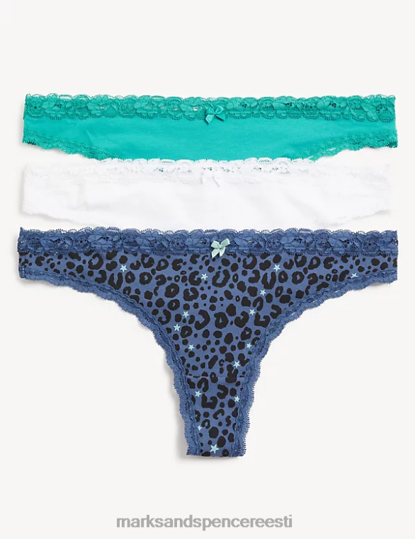 pesu ee Marks & Spencer unisex 3pk puuvillasegu stringid tumesinine segu NZTRN4532