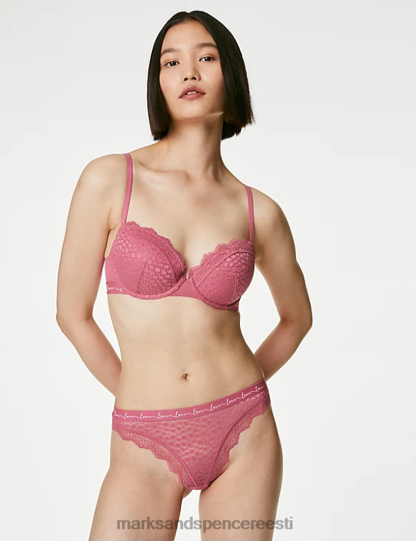 pesu ee Marks & Spencer unisex 3pk võrgust ja pitsist stringid vaarikasegu NZTRN4934