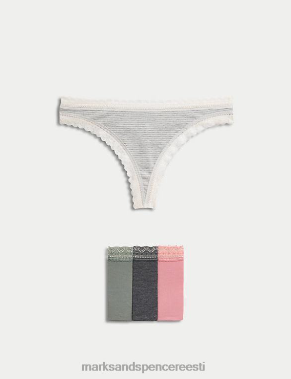 pesu ee Marks & Spencer unisex 4pk modaal- ja pitsist stringid antiikne roos NZTRN4606