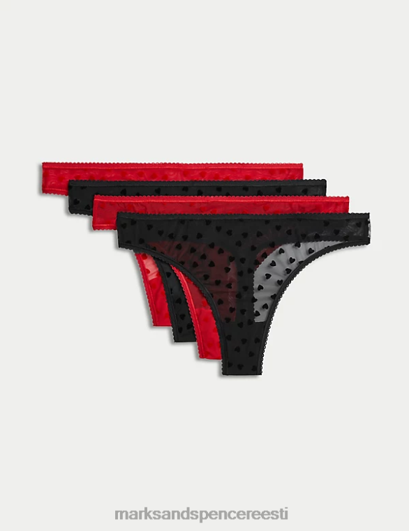 pesu ee Marks & Spencer unisex 4pk trükitud stringid punane segu NZTRN3748