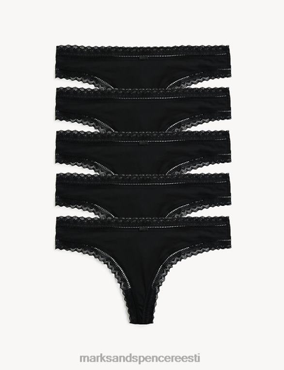 pesu ee Marks & Spencer unisex 5pk mikrokiust ja pitsist rihmad must NZTRN4687