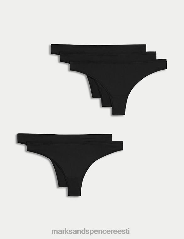 pesu ee Marks & Spencer unisex 5pk no vpl mikrokiust madala tõusuga stringid must NZTRN4600