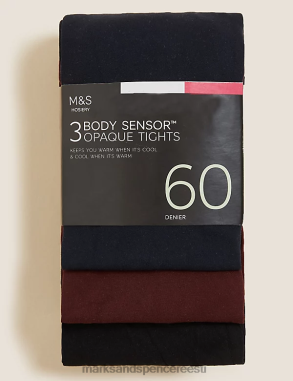 pesu ee Marks & Spencer unisex 3pk 60 denjee kehasensoriga sukkpüksid tumepunane segu NZTRN5021