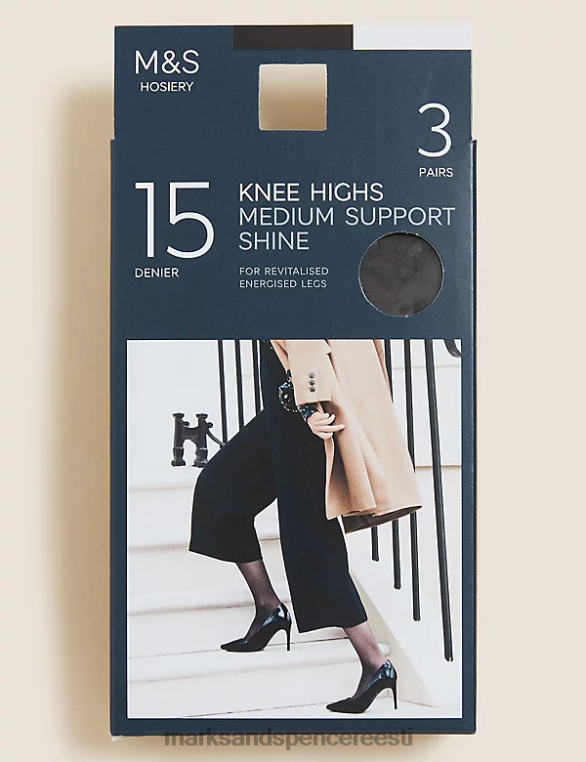 pesu ee Marks & Spencer unisex 3pk keskmise toega põlvekõrgused sukkpüksid peaaegu must NZTRN4037