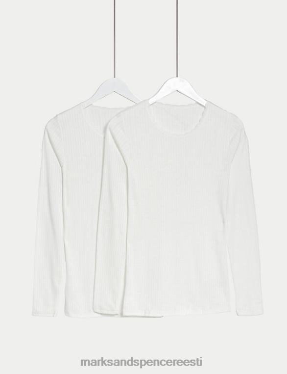 pesu ee Marks & Spencer unisex 2pk pointelle termilised pikkade varrukatega topid valge NZTRN4724