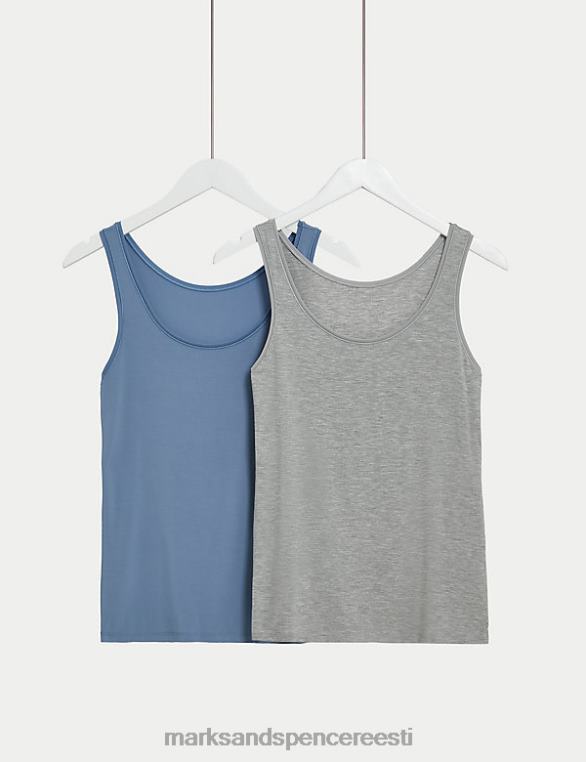 pesu ee Marks & Spencer unisex 2pk flexifit modaalirikkad vestid hall segu NZTRN3827