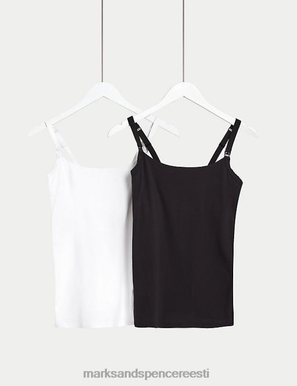 pesu ee Marks & Spencer unisex 2pk puuvillased rikkad salajase tugi põetamisvestid valge segu NZTRN3665