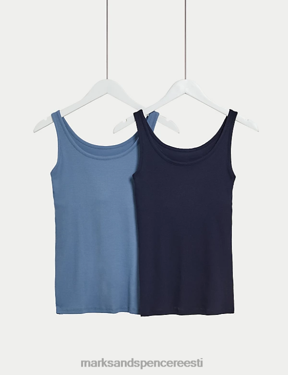 pesu ee Marks & Spencer unisex 2pk puuvillased salajased tugivestid hall sinine NZTRN3789