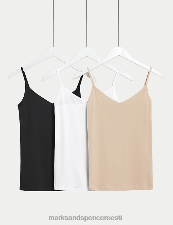pesu ee Marks & Spencer unisex 3pk puuvillased rihmaga vestid roosa kvarts NZTRN3759