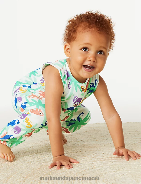 Riietus ee Marks & Spencer unisex puhtast puuvillast džungliloomade romper mitu NZTRN7579