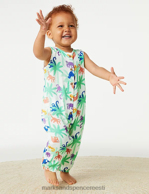 Riietus ee Marks & Spencer unisex puhtast puuvillast džungliloomade romper mitu NZTRN7579
