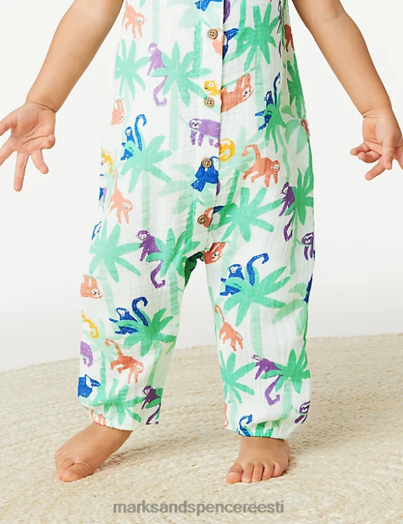 Riietus ee Marks & Spencer unisex puhtast puuvillast džungliloomade romper mitu NZTRN7579
